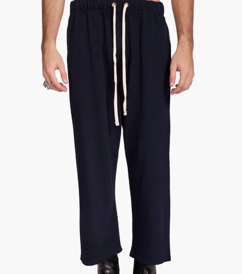 NEW LES TIEN pique cropped relaxed pants in navy